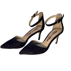 Alex & Alex Navy Blue Suede Leather Heels W Ankle Strap Size 5M Super Nice Pre-O